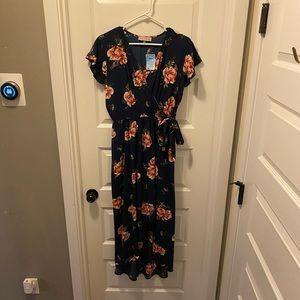 Navy blue floral dress